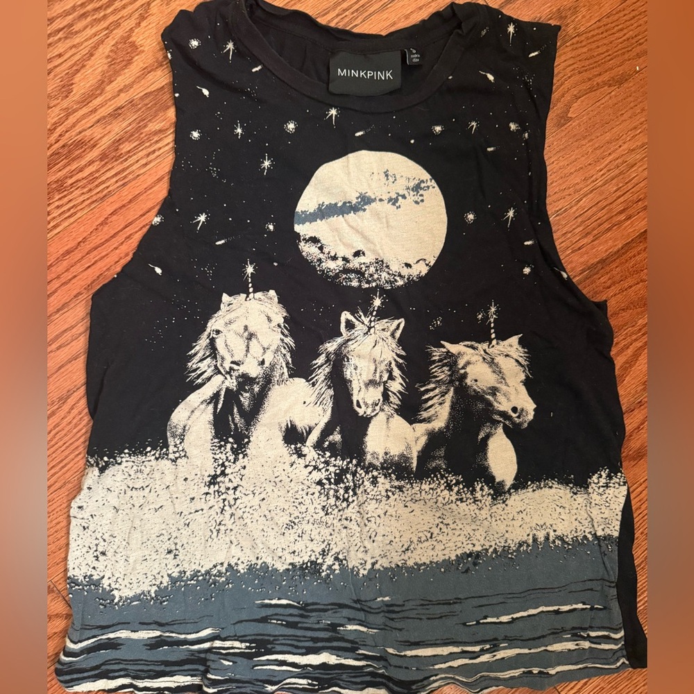 MINKPINK Black and White Horse Graphic Tank